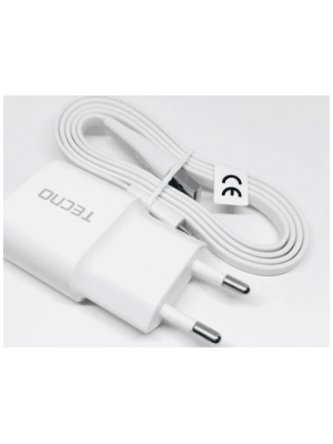 شاحن سريع USB الي USB , من TECNO  قطعتين  ,فائق السرعة ,لون  ابيض