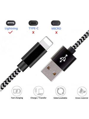 كابل   ايفون   AAA  اللون  ابيض/ أسود