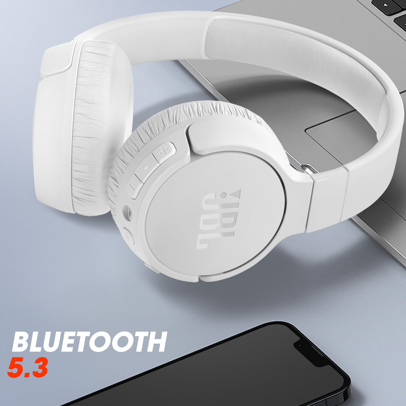 JBL سماعة رأس لاسلكية فوق الاذن بصوت جهوري نقي من تون 510BT، لون ابيض - HEADPHONE BLUETOOTH JBL TUNE 510 WHITE - الصورة 8