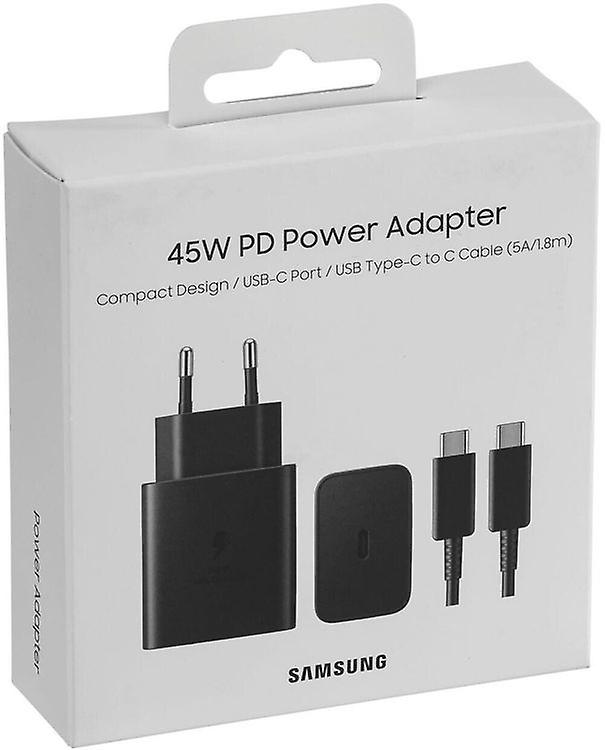 شاحن 45 واط فائق السرعه بمنفذ سي وكابل نوع الى متوافق مع سامسونج اسود عدد 1 USB - CHARGER SAM S23ULTRA HEAD CABLE TYPEC 45W BL ORG