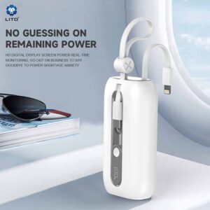 باور بانك ليثيوم أيون 22.5 واط أبيض LP06 سعة 10000 مللي أمبير - POWER BANK LITO 22.5W WHITE LP06 10000MAH
