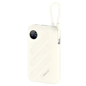 باور بانك ريتشي 22.5 واط، سلسلة كروز، أبيض، 10000 مللي أمبير، P19 - POWER BANK RECCI 22.5W CRUISE SERIES WHITE 10000MAH P19